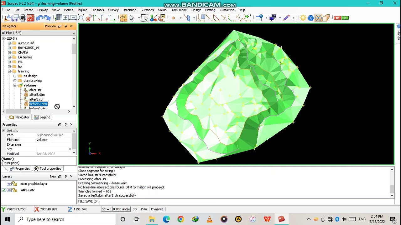 how to calculate volumes in surpac