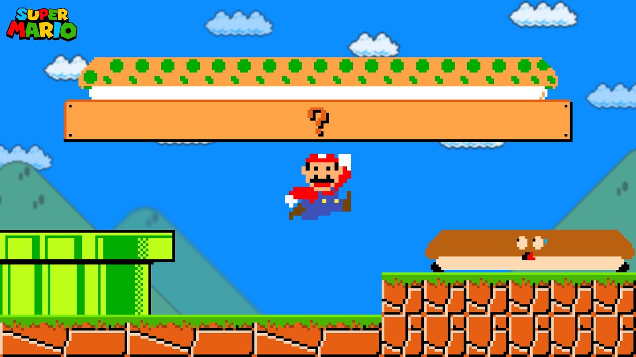 Super Mario Bros., but Everything Mario Jumps On Gets WIDER!