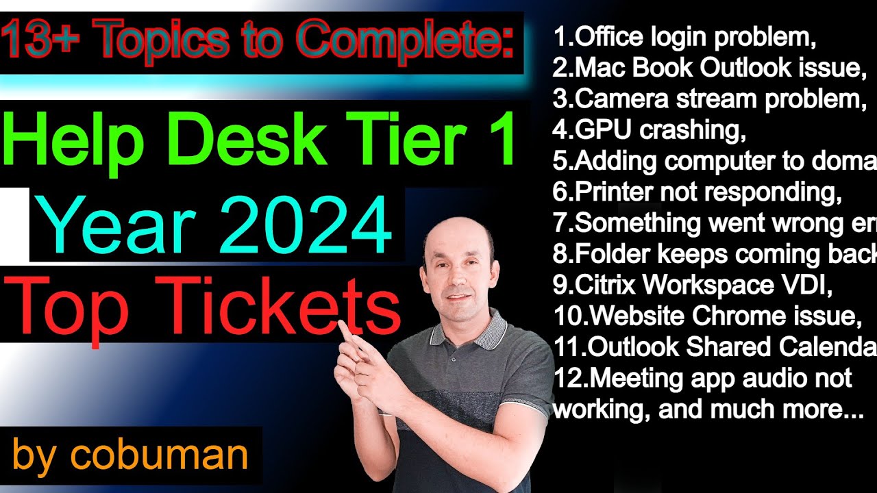 Top Trouble Tickets for Help Desk, Year 2024 Training Video Crash Course