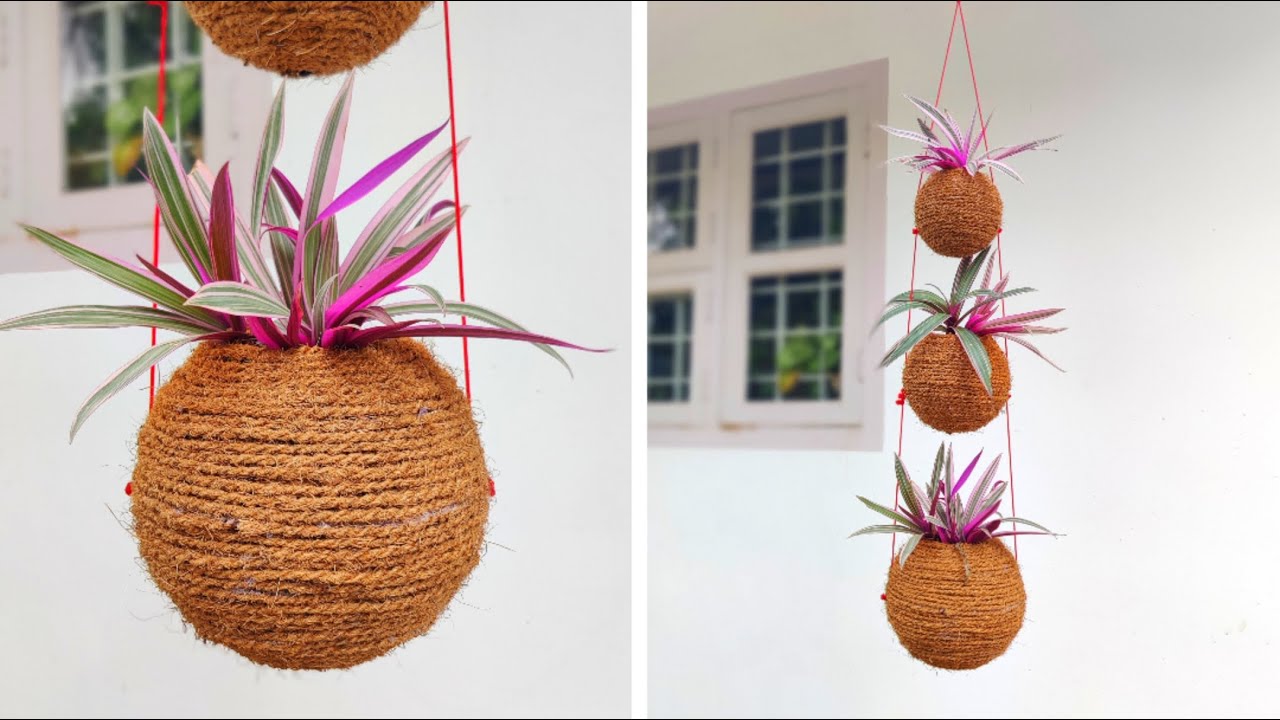 How to make vertical hanging ball pot | Hanging planters | Hanging plant ideas | Hanging pot