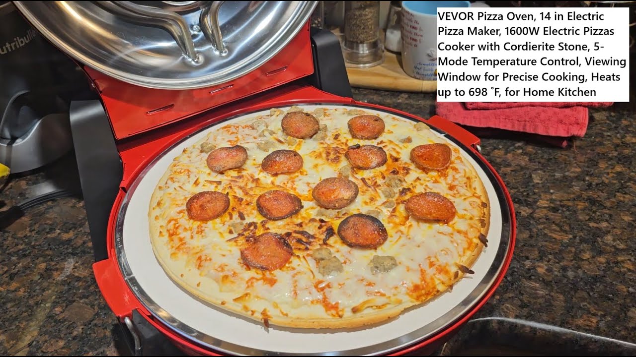 VEVOR Pizza Oven, 14 in Electric Pizza Maker, 1600W Electric Pizzas Cooker with Cordierite Stone