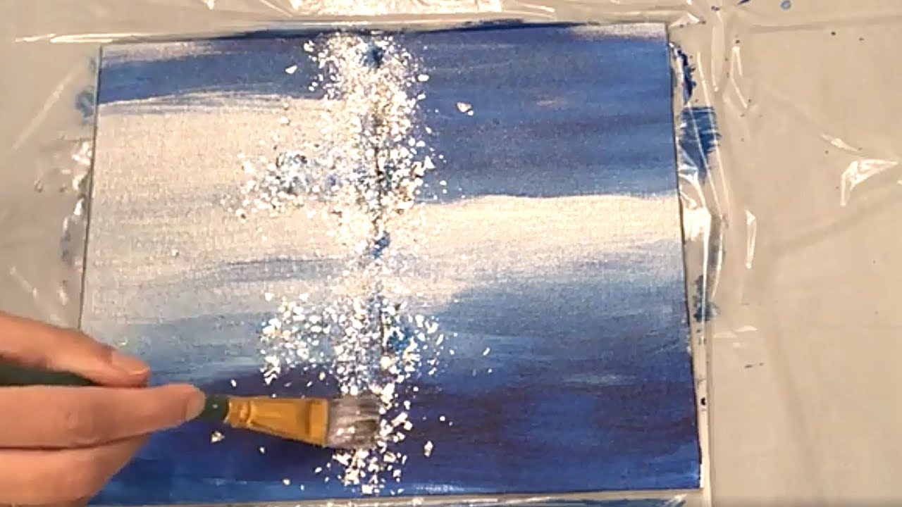 DIY Blue and SIlver Glitter Abstract Wall Art