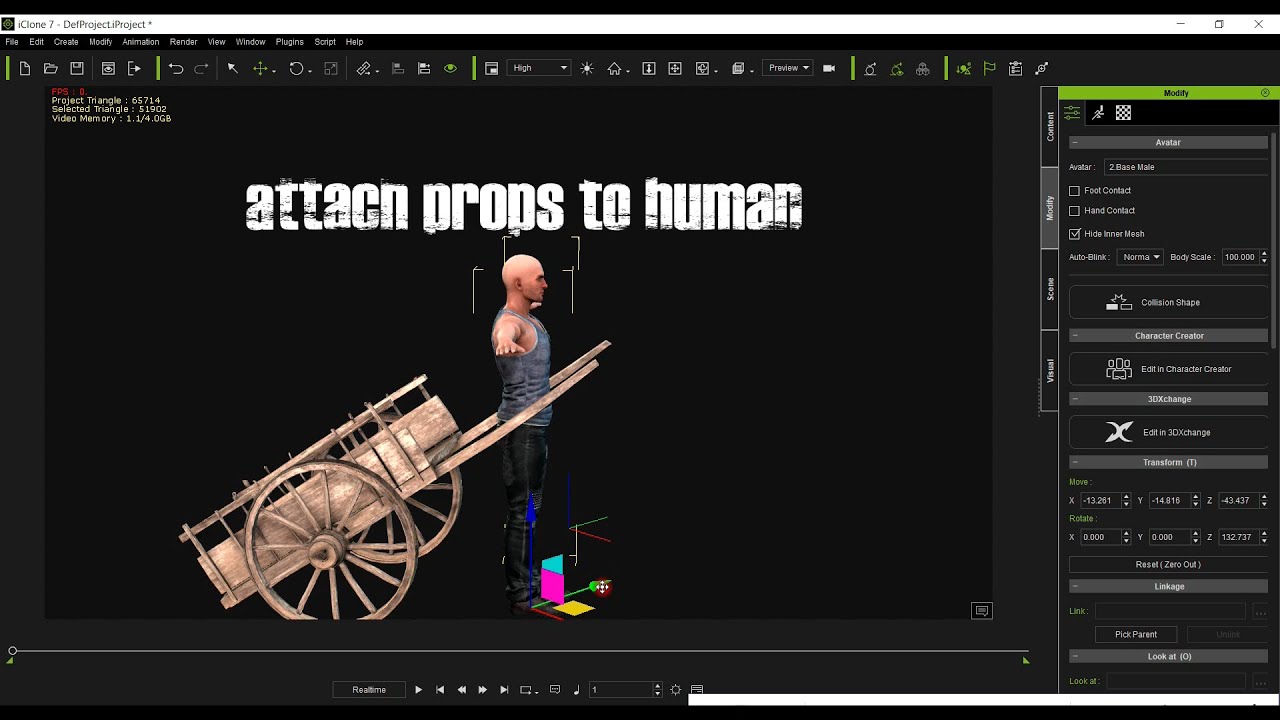 iclone 7 tutorial attach props to humans ( iclone 7 video ) Act TV films