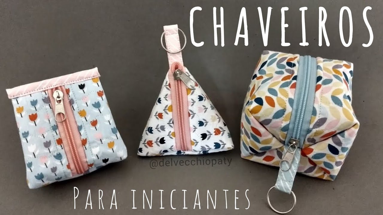 Chaveiros em tecido - jeito mais fácil de fazer! Fabric keychains.