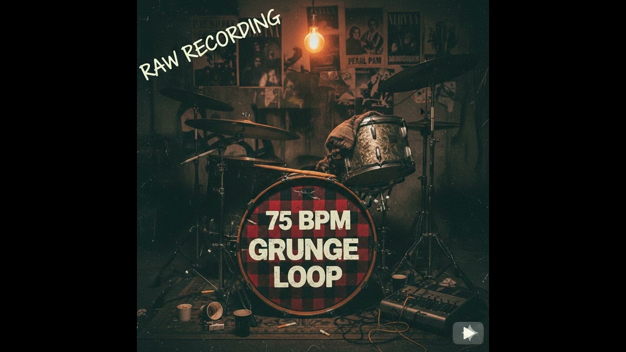 STEADY GRUNGE ROCK DRUM GROOVE - 75 BPM - DRUMS ONLY BACKING TRACK | DRUM LOOP TO PLAY ALONG WITH