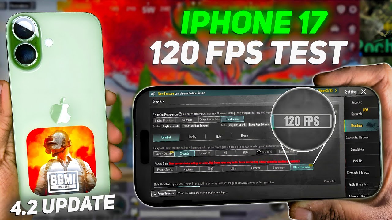 iPhone 17 😍 Bgmi 120 Fps Test | Bgmi 4.2 update | iPhone 17 Bgmi Test | iPhone 17