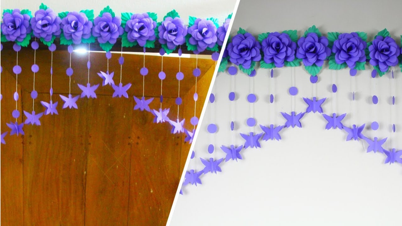 DIY Door Decoration Idea With Paper flower - Paper Flower Door Hanging Toran.