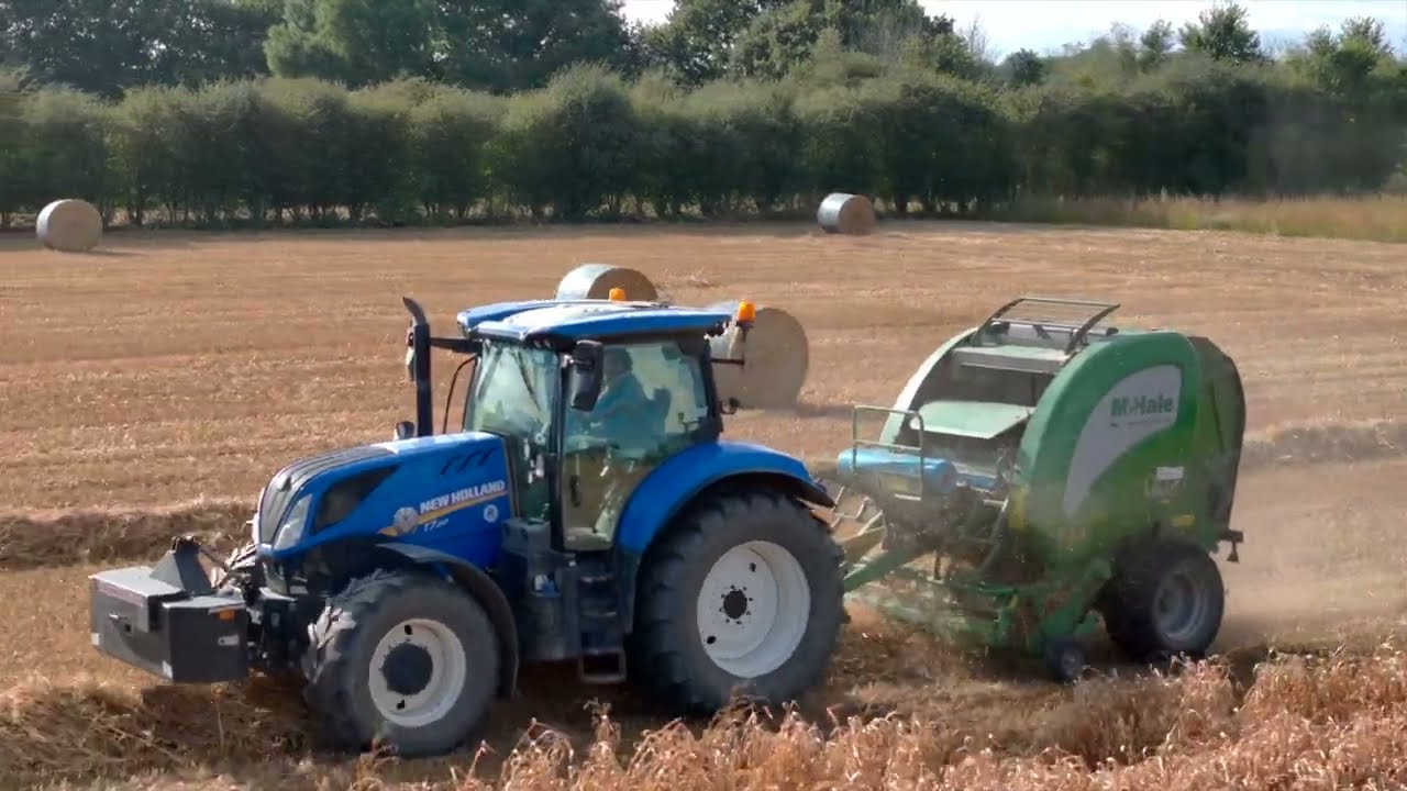 MILLET STRAW: New Holland T7 210 & McHale V660 baling Proso Millet Straw.
