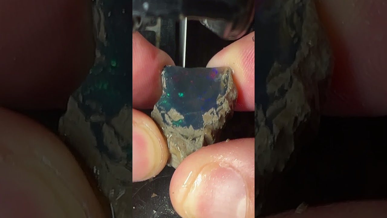 Greatest Black Opal We Ever Sliced Fresh from the Mining Site!