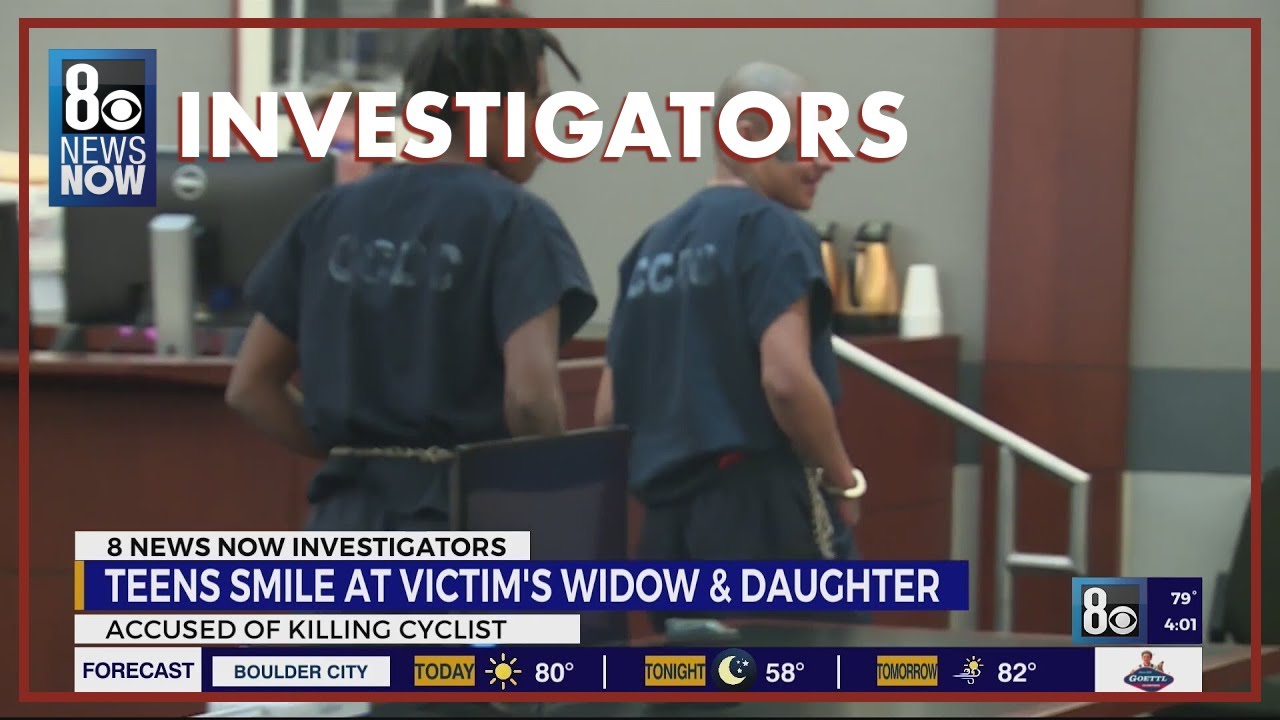Las Vegas teens accused in deadly crime spree smile at victim's widow, daughter