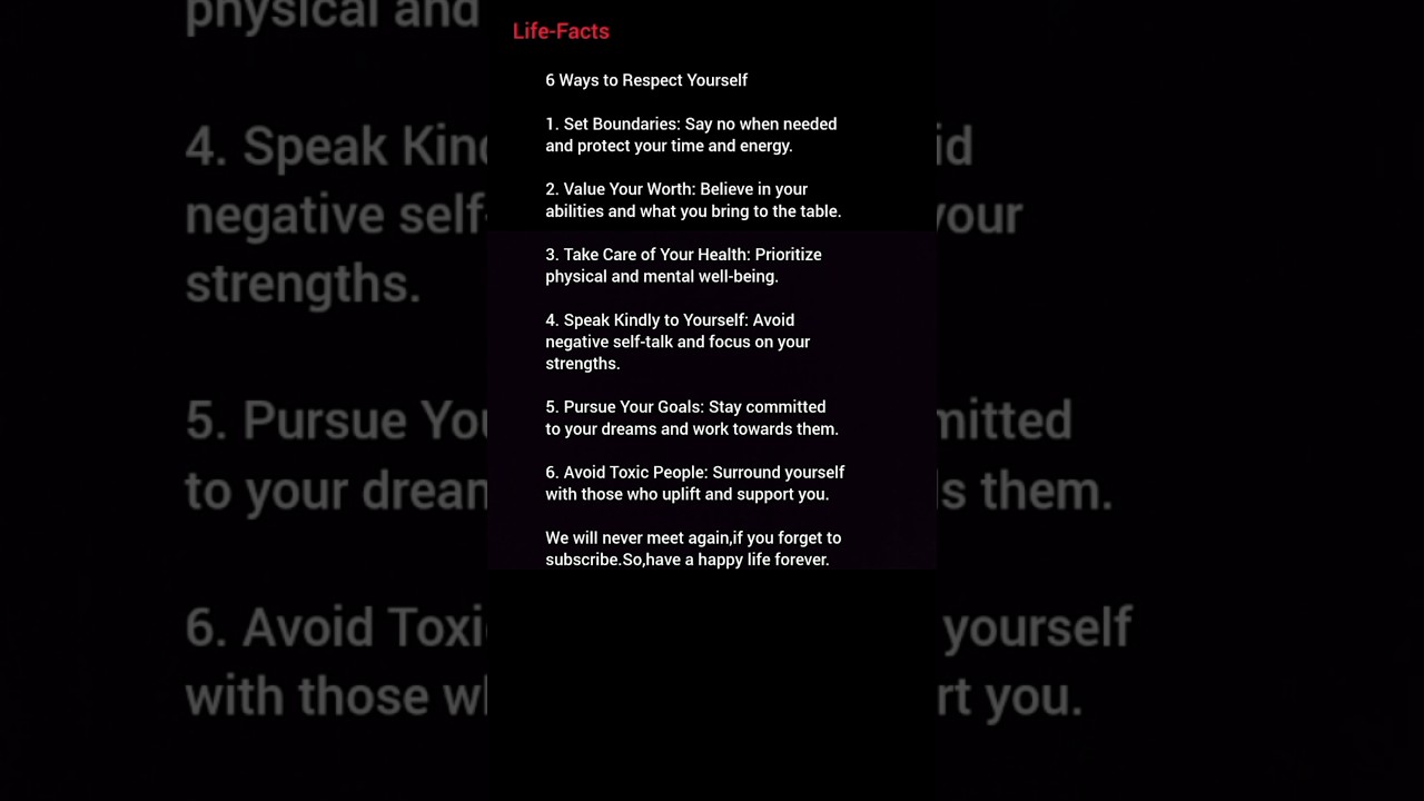 6 ways to respect yourself/motivational quotes#shorts#life#facts