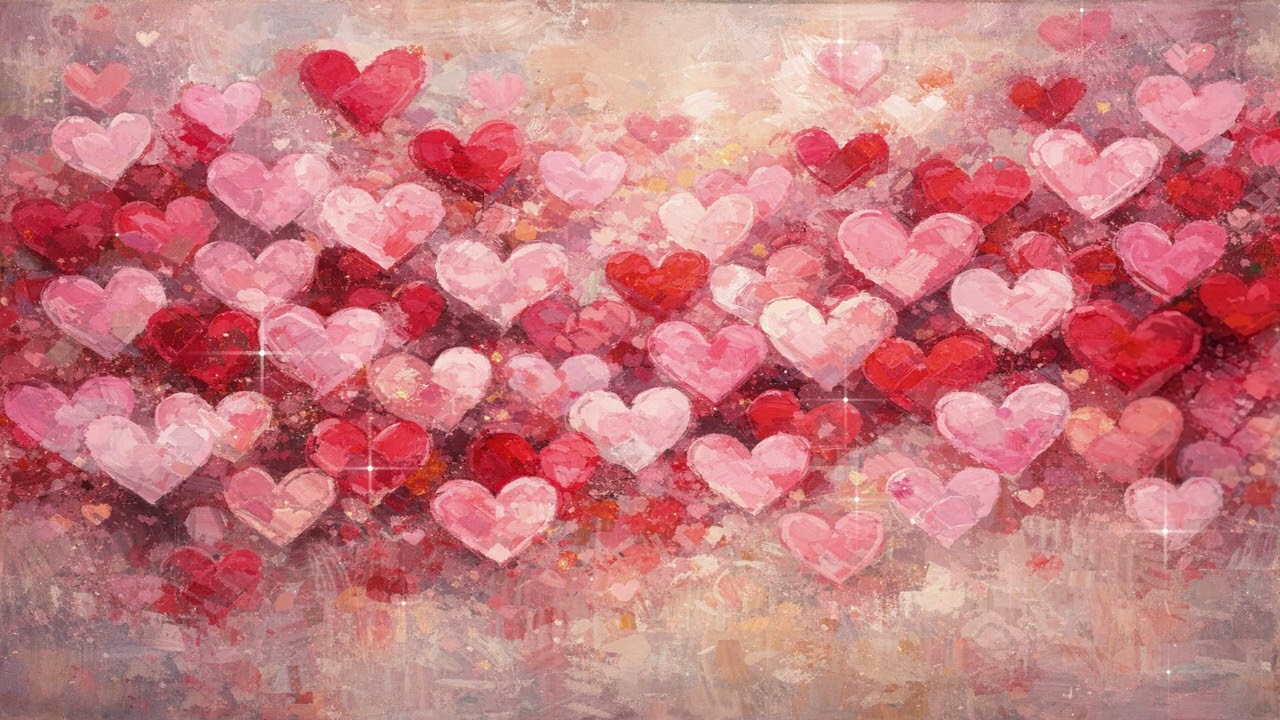 Romantic Valentine’s Day • animated warm hearts painting • relaxing background music