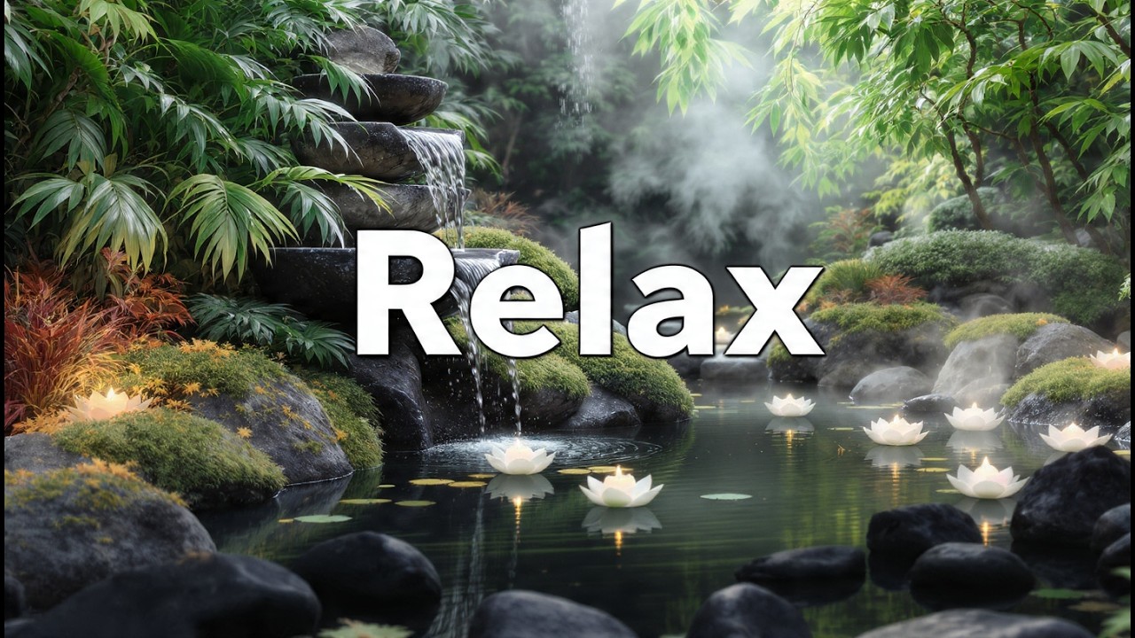 Relaxing Flowing Water Sounds and Soft Piano for Deep Sleep | LIVE