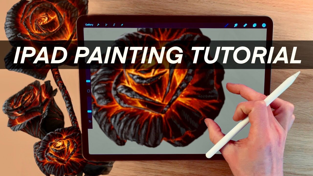 HOW TO PAINT A FIRE ROSE - iPad Pro painting tutorial in procreate