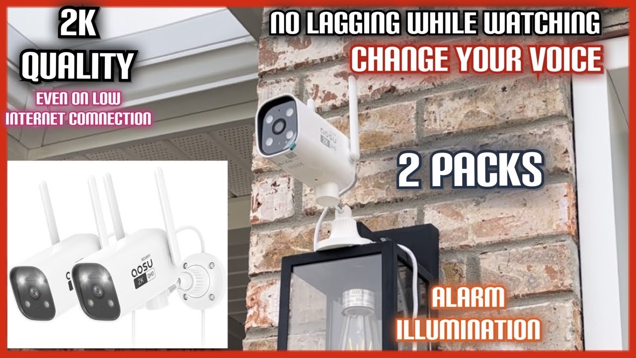 AOSU 2K Security Camera 24/7 Recording Wired-2 Pack Outdoor Security Cameras-2K 3MP QHD