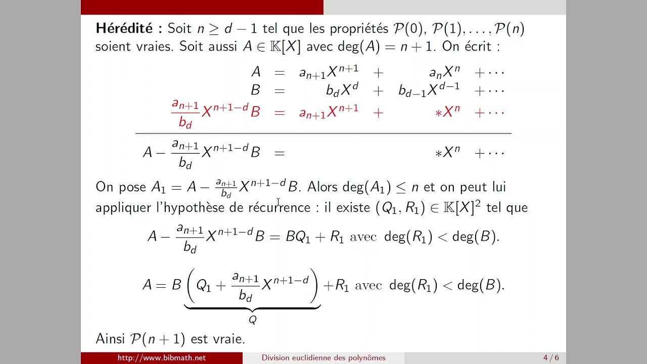 Division euclidienne des polynômes : la preuve