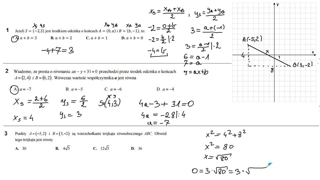 Geometria analityczna - zadania maturalne