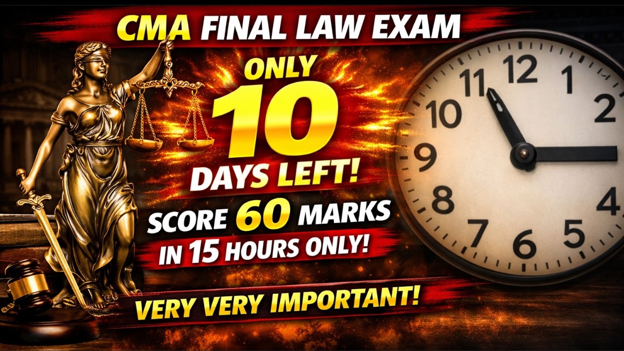 Last 10 days plan for CMA June, 2026 Exams | CMA Final Law 60 Marks in Just 15 Hours | Case Studies