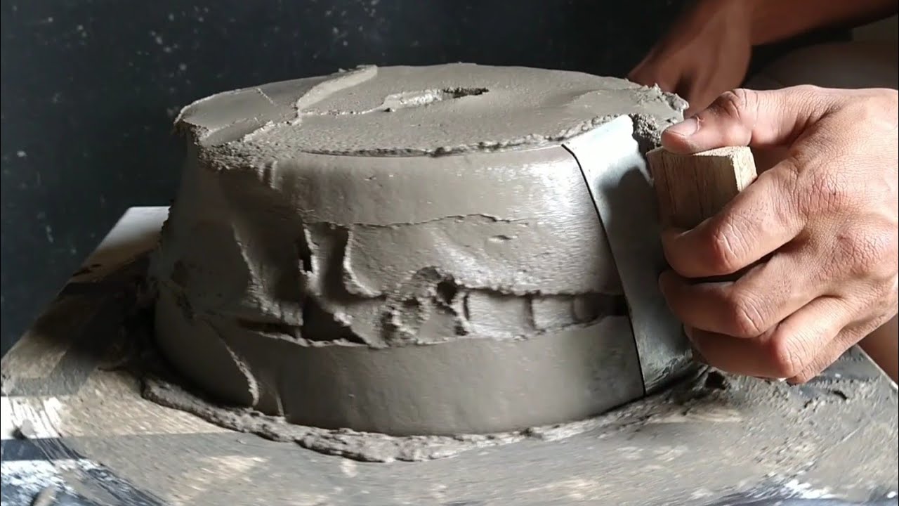 Vaso para iniciantes (Aula completa) Como fazer vaso de cimento facil. how to make cement pot