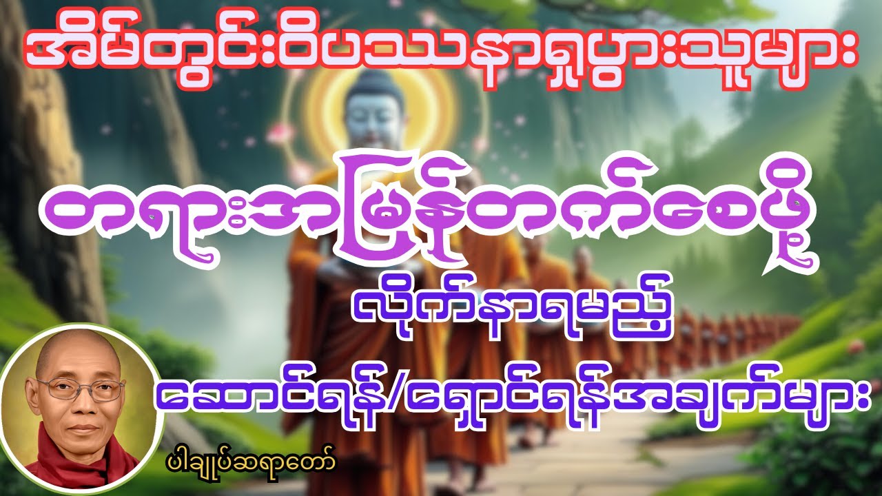 အိမ်တွင်းဝိပဿနာရှုပွားသူများတရားအမြန်တက်စေဖို့လိုက်နာရမည့်ဆောင်ရန်/ရှောင်ရန်အချက်များ#ပါချုပ်ဆရာတော်