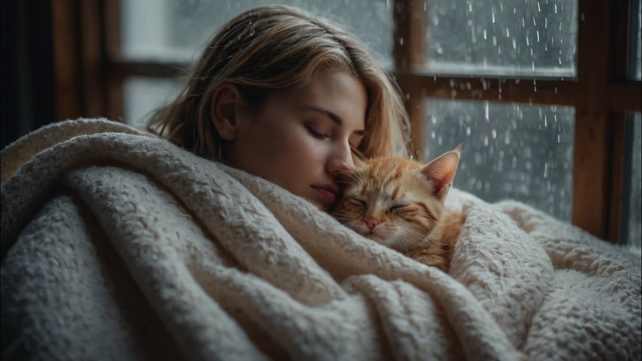 🐱 cute Kitten: The Perfect Sleep Companion on a Rainy Night - rain sounds for sleeping with cat 🐈