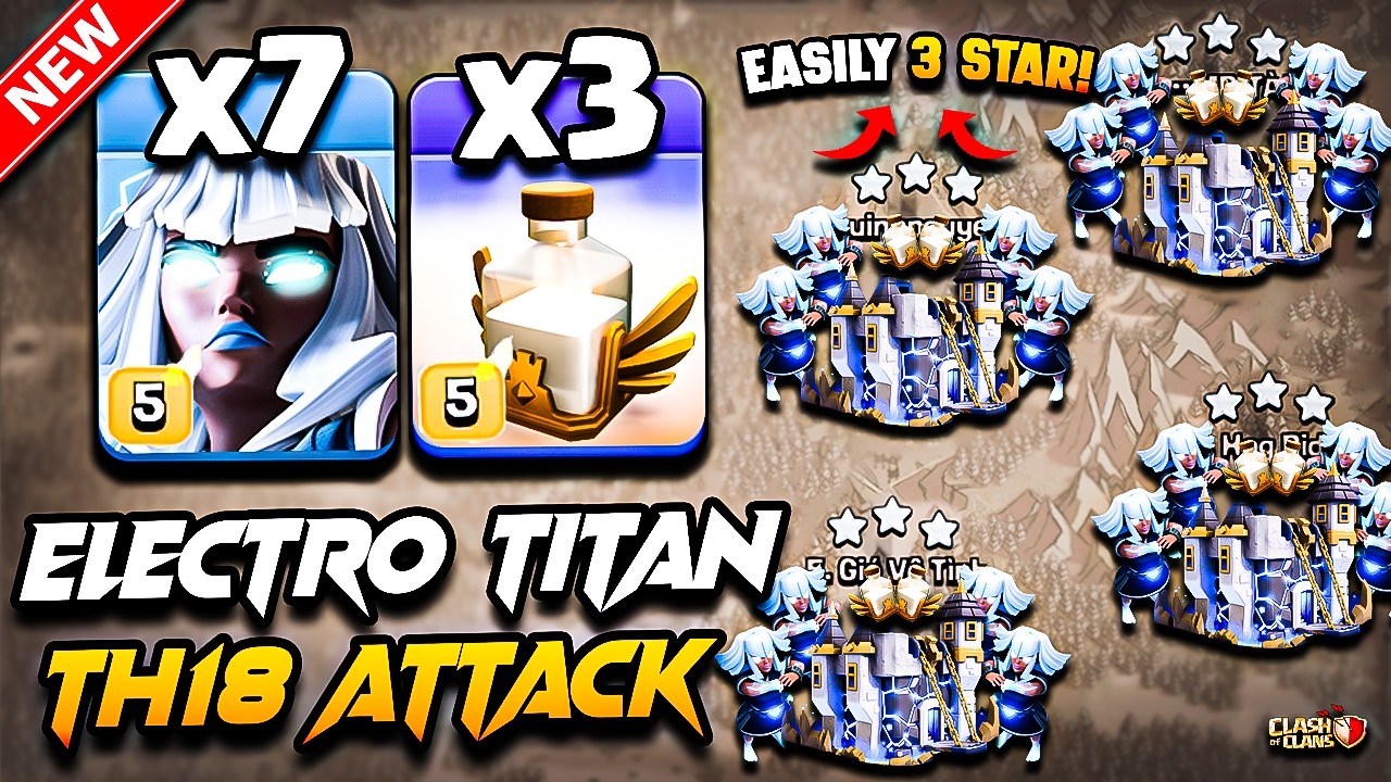 Th18 ELECTRO TITAN Attack Clash of Clans | Best TH18 Attack Strategy With ELECTRO TITAN Town Hall 18