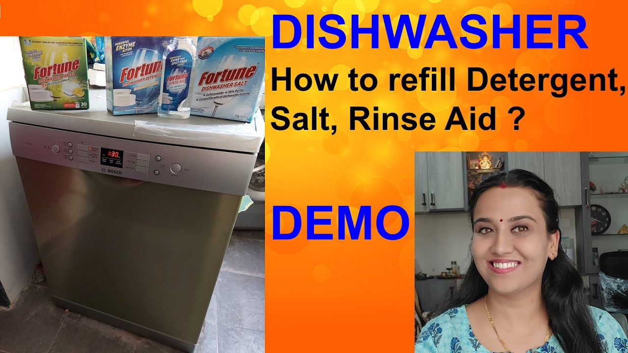 Dishwasher Demo - How to refill detergent, salt, rinse aid in Dishwasher? | [Bosch Dishwasher]