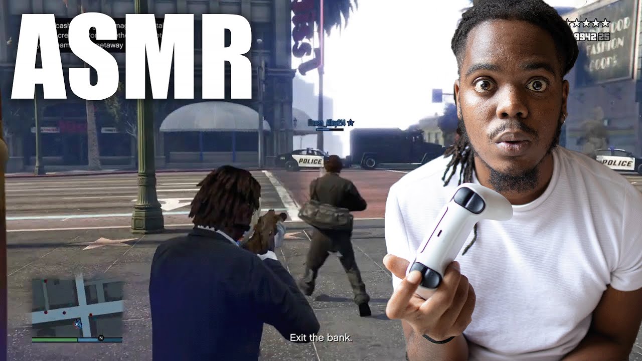ASMR playing GTA 5 | controller sounds & gum chewing