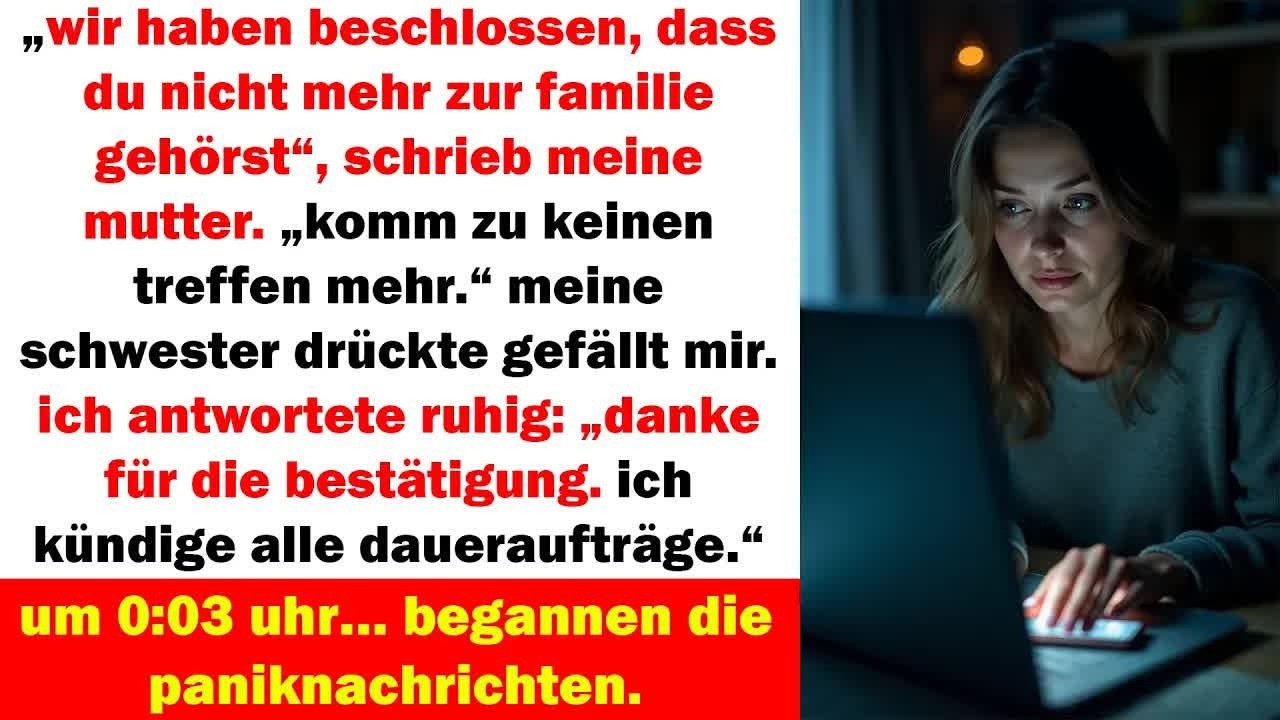 sie schrieben, ich gehöre nicht mehr zur familie – also stoppte ich alle zahlungen um 0 03 uhr