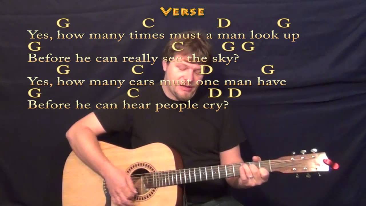 Blowin' In The Wind (Bob Dylan) Strum Guitar Cover in G with Chords/Lyrics #blowinginthewind