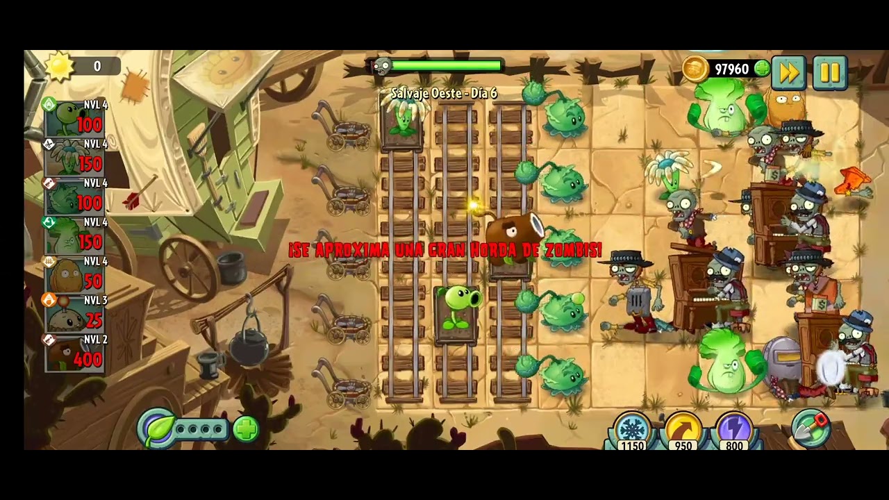 PLANTAS VS ZOMBIS 2 : SALVAJE OESTE DIA 6 