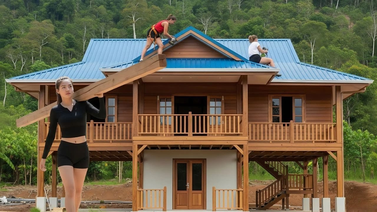 Female CEO Rural Life – 100 Days in the Forest to Finish a Wooden Stilt House
