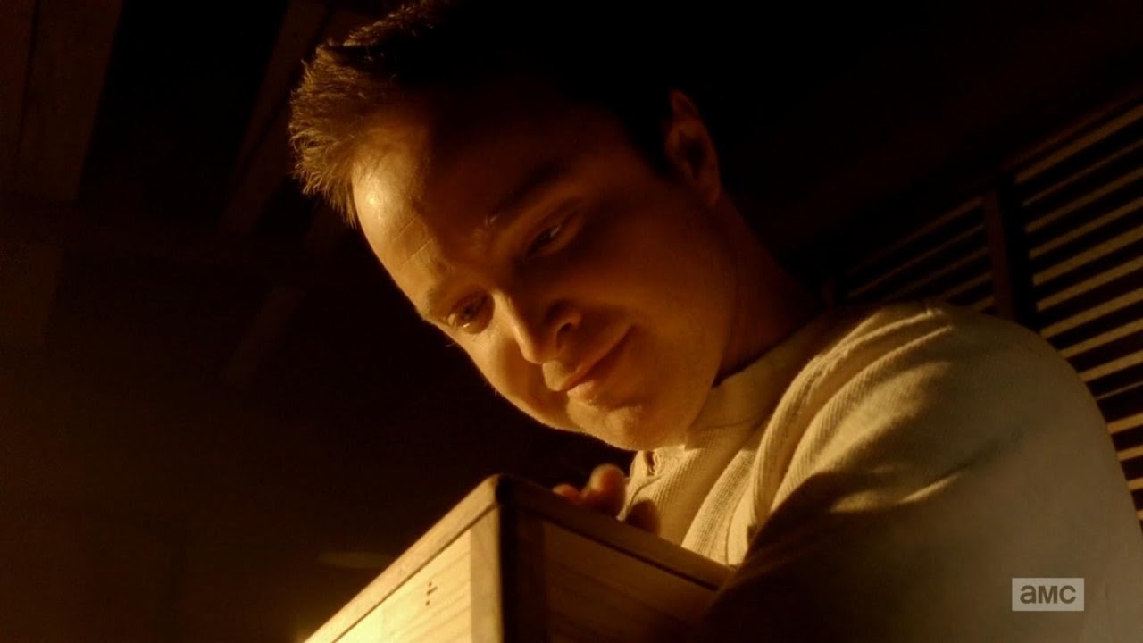 Jesse lovingly crafting his wooden box in that daydream (Breaking Bad)