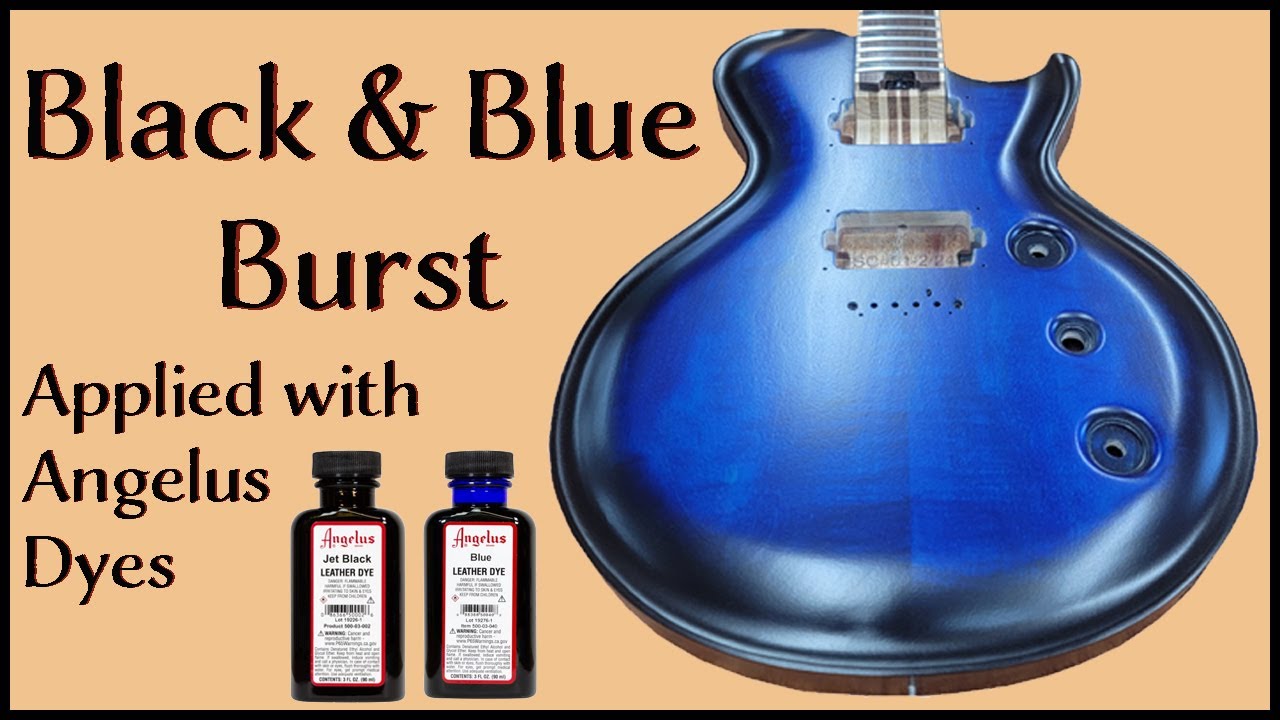 Dye a guitar body Black Burst over Blue with Angelus Leather Dyes and Spray with Mohawk Vinyl Sealer