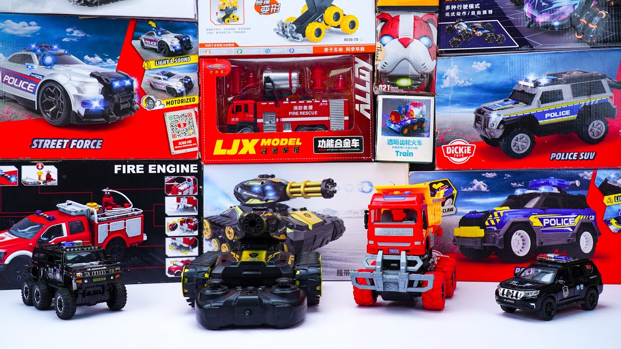 Unboxing RC Police Car, RC Mechanical Dog Toy, Monster Jam Monster Mutt Dalmatian 2.4 GHz