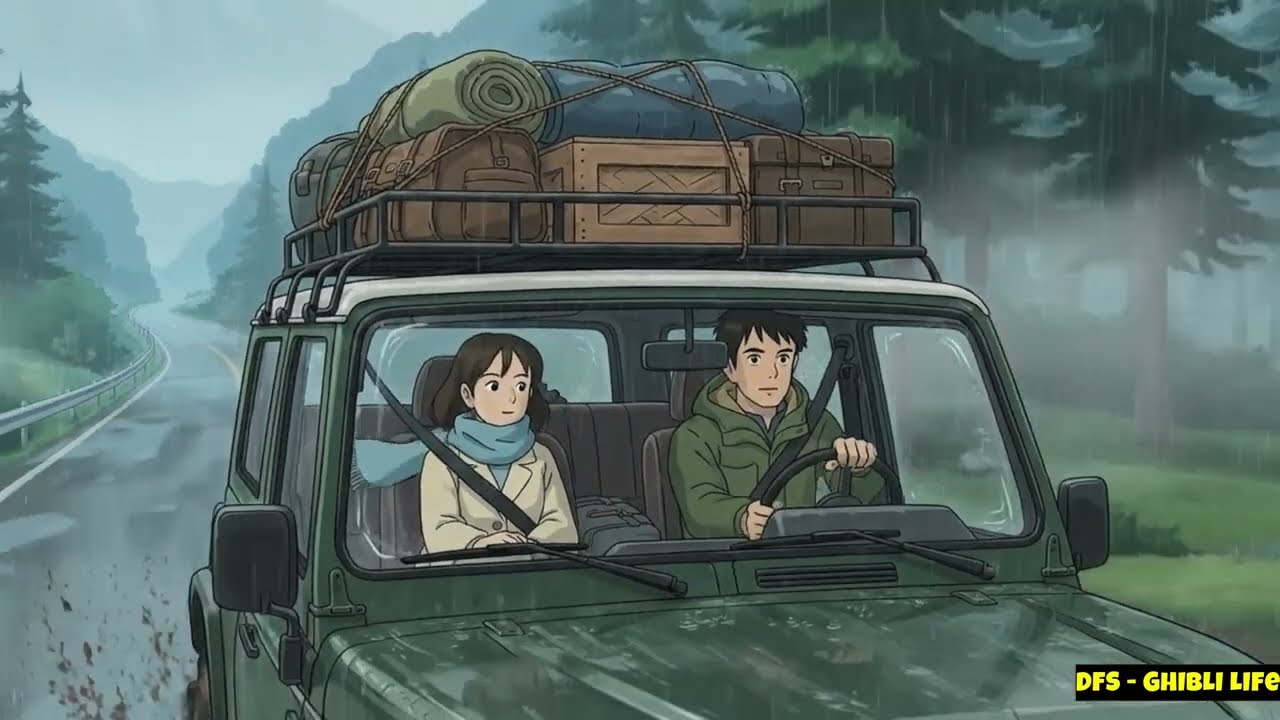 A Cozy Couple’s Life Inside a Mountain Cave | ASMR | Rain, Relaxing | Ghibli Video