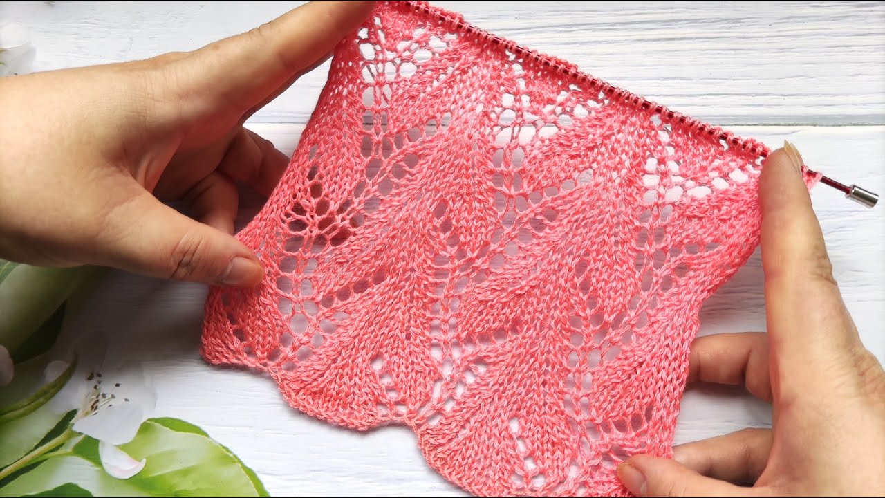 Lace Leaves Stitch | Ajour-Blattmuster stricken | Punto hojas a dos agujas | Punto foglie ai ferri