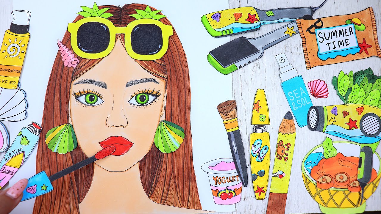 ASMR Makeup Skincare with PAPER COSMETICS 💄 Summer makeup [paper diy]