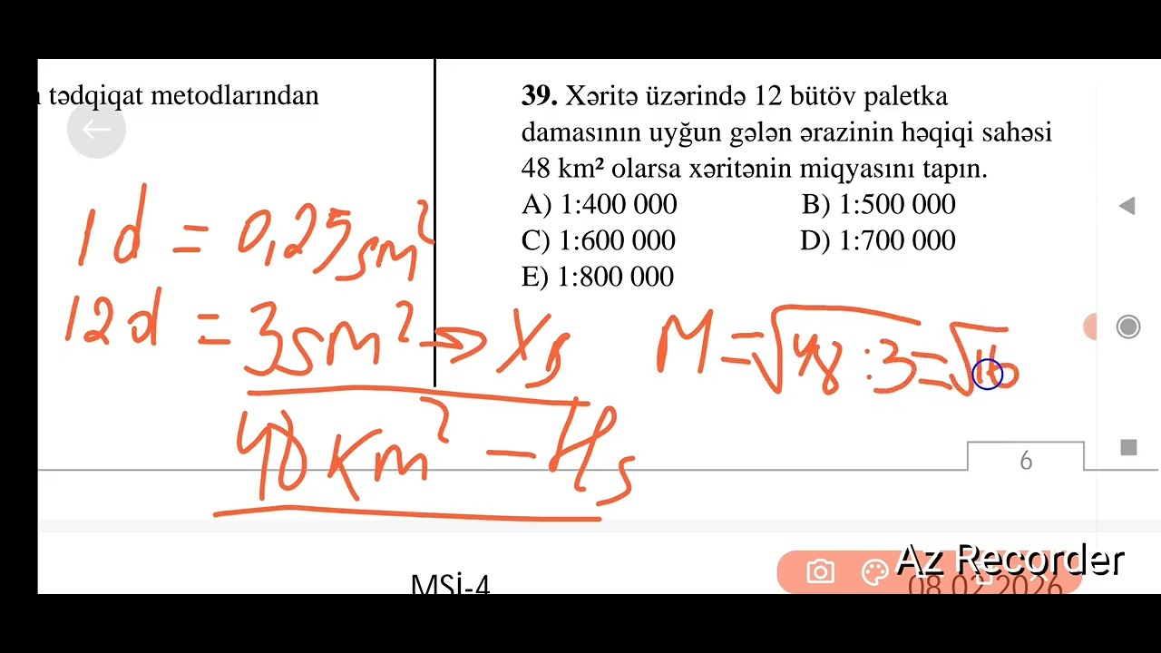 08.02.2026 MSİ-4 10-cu sinif coğrafiya suallarının izahı .