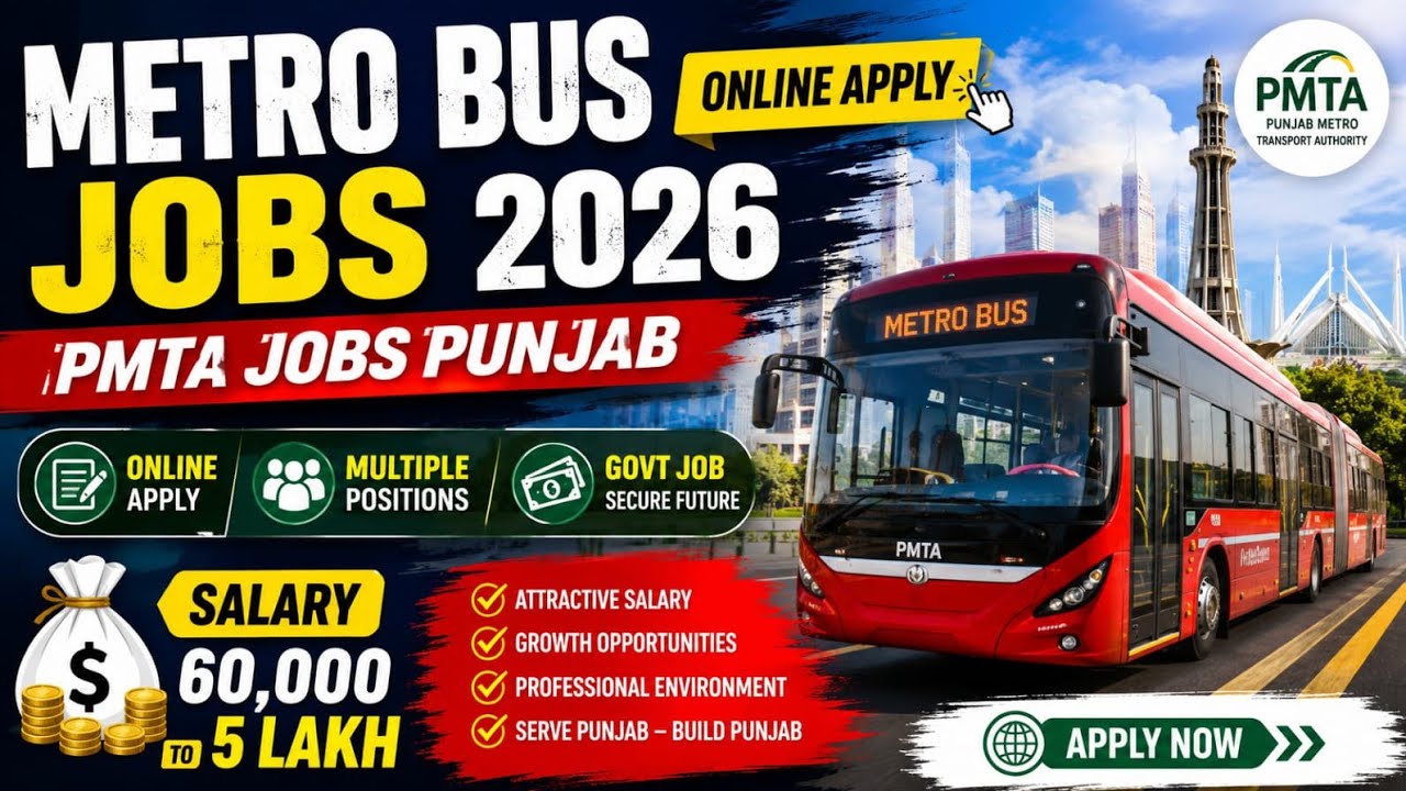 Metro Bus Jobs 2026 Online Apply PMTA Jobs Punjab Salary 60,000 to 5 Lakh