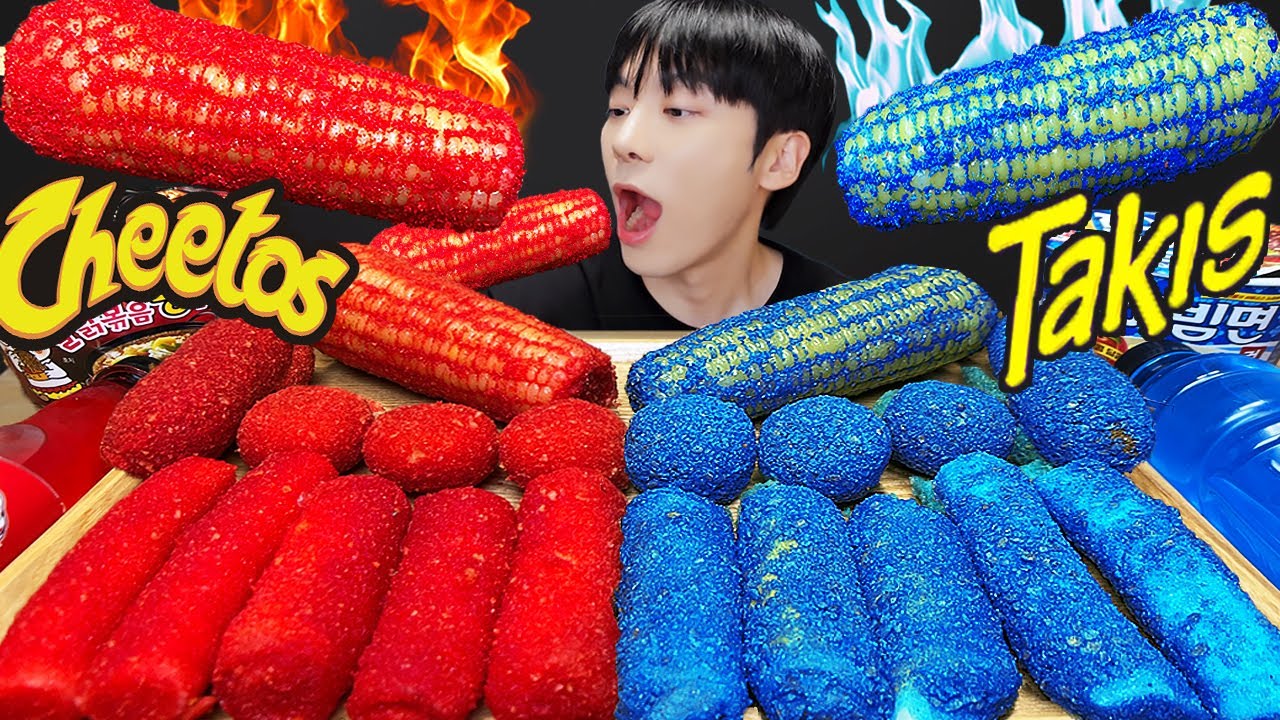 АСМР МУКБАНГ | TAKIS рисовый пирог Tteokbokki, огненная лапша, сырная палочка, рецепт хот-дога!