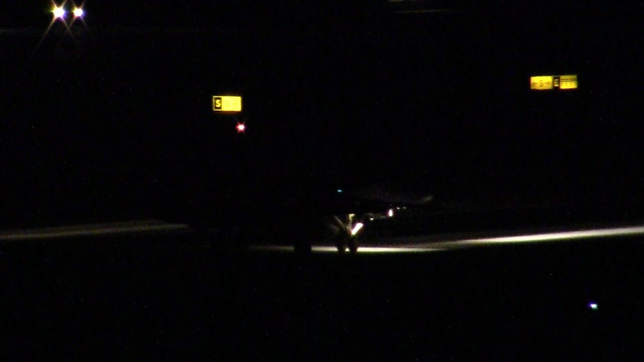 FA-18 Hornet Swiss Air Force take off - night time - Sion airport 23.01.2012