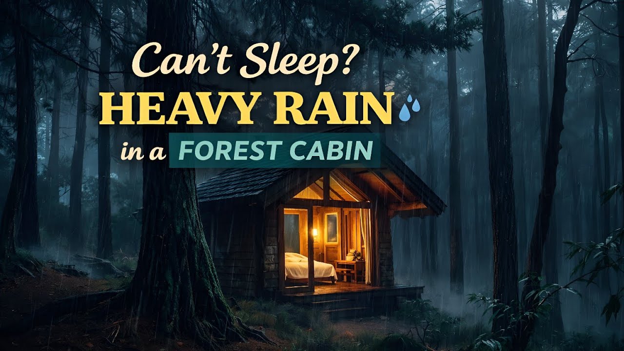 Can’t Sleep? Heavy Rain in a Forest Cabin 🌧️
