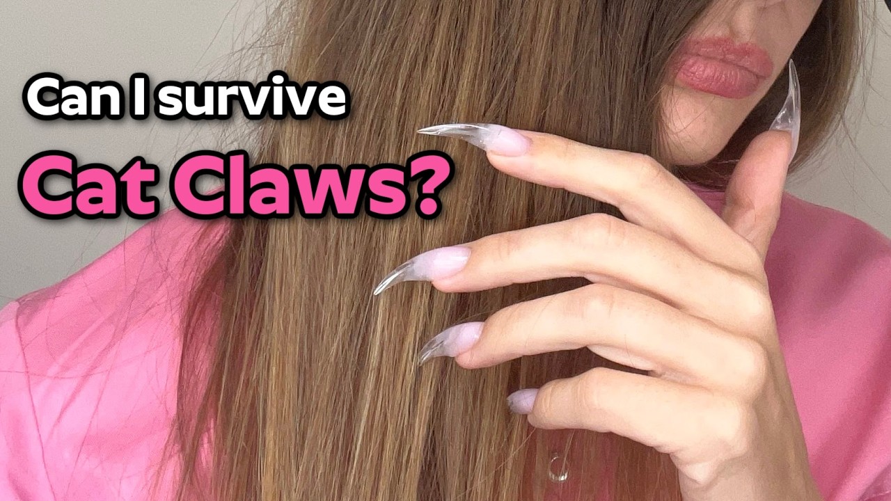 I tried Most EXTREME NAIL shapes for 24 hours. Day 1. Cat Claws