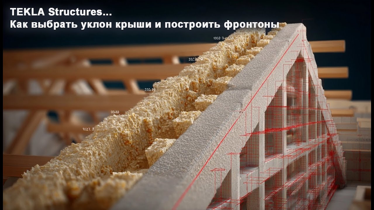 [НИП-Коттедж] 10 TEKLA Structures: создаём двускатную крышу и формируем фронтоны