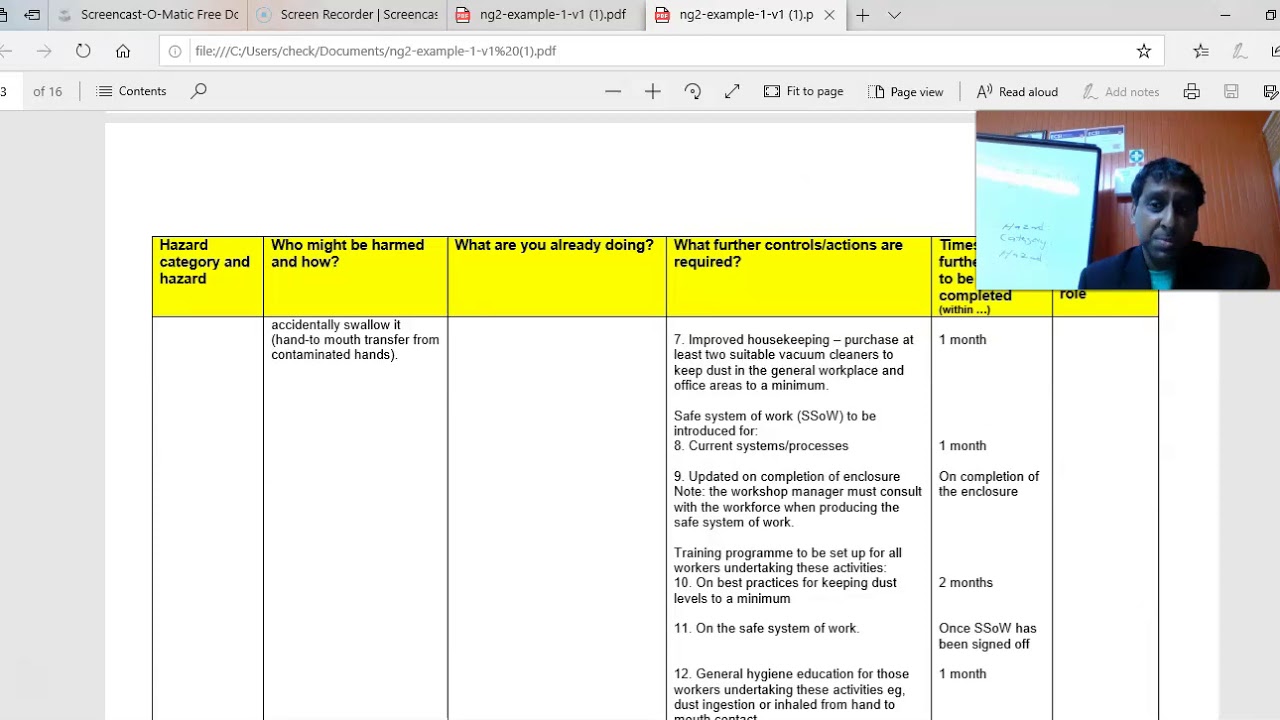 NEBOSH NG 2 CERT CLASS Risk Assessment Project Guidance