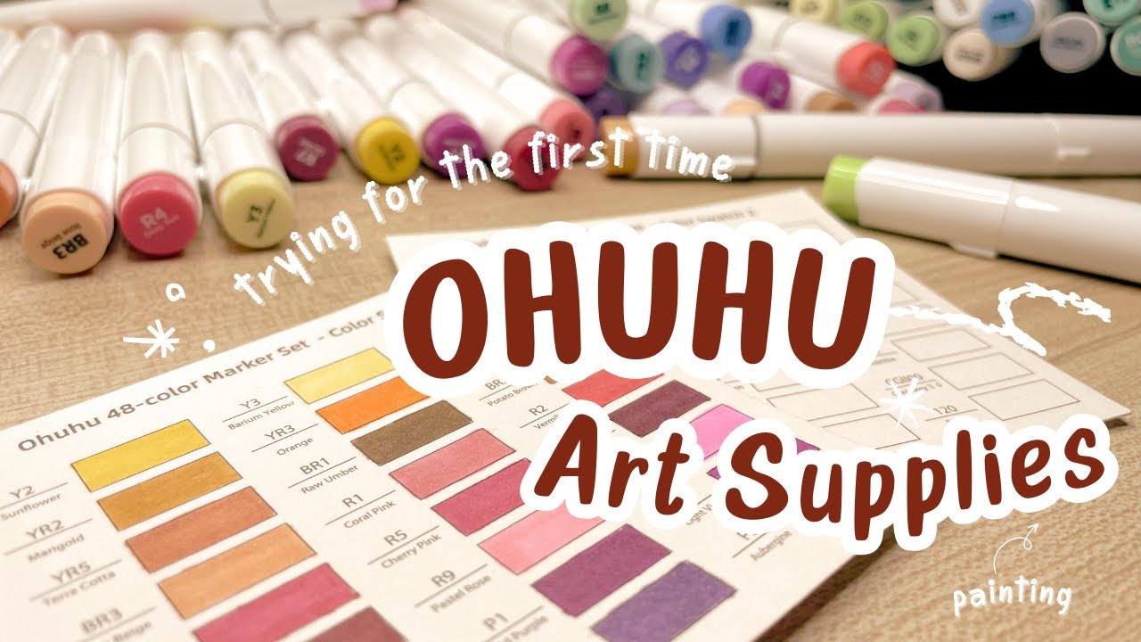 OHUHU Art Materials Unboxing - Brush Markers, Sketchbook, Fineliners & Gel Pens