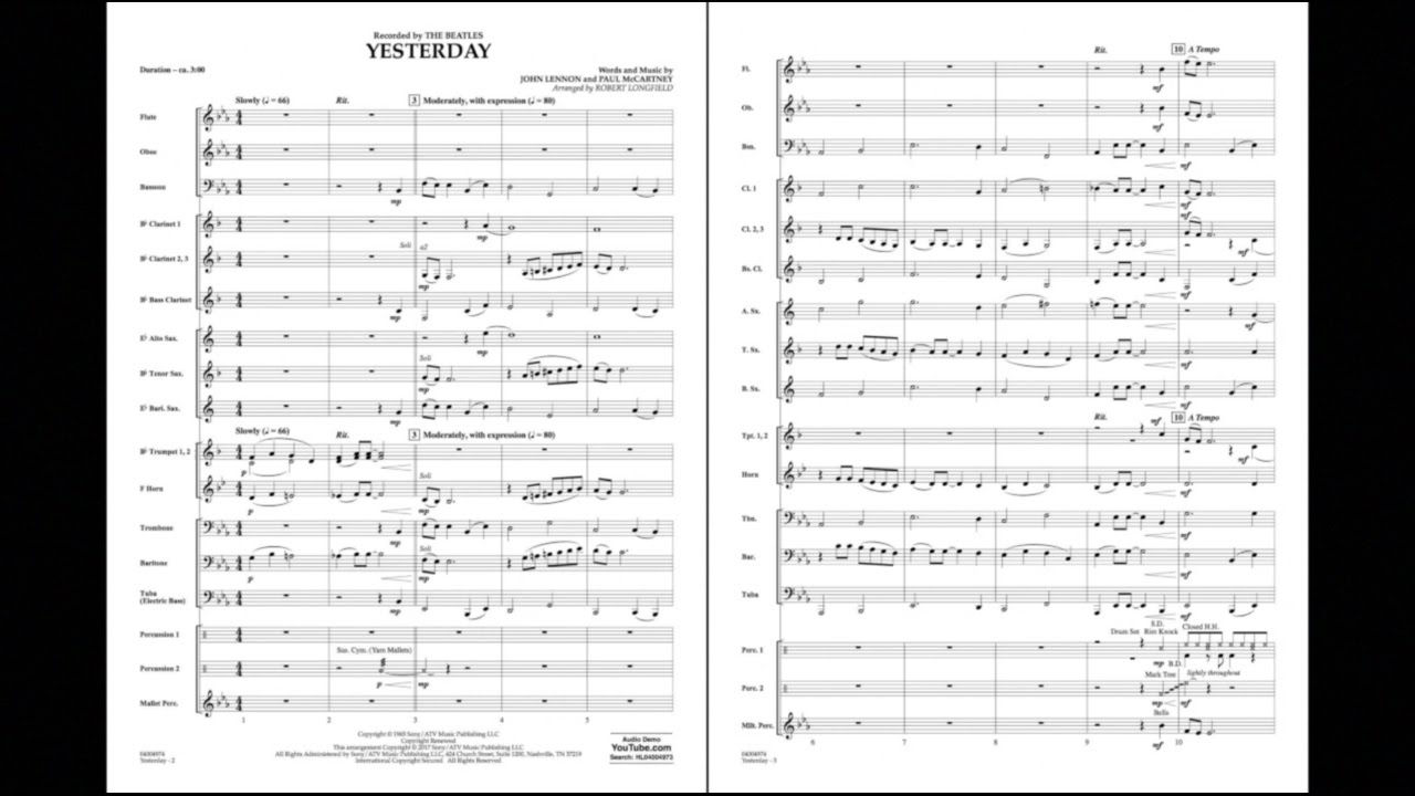 Yesterday arranged by Robert Longfield