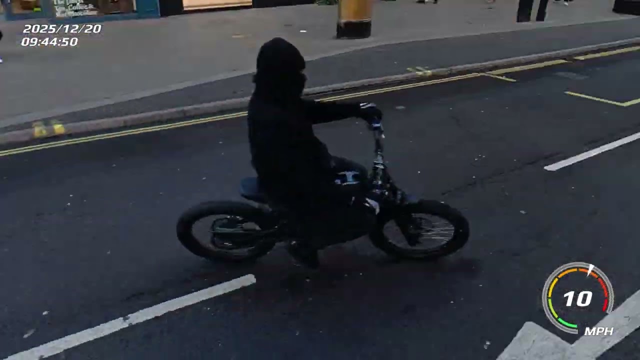 Phone snatcher riding an e-bike. Snatches phone and throws it back. No Value. Oxford Street London