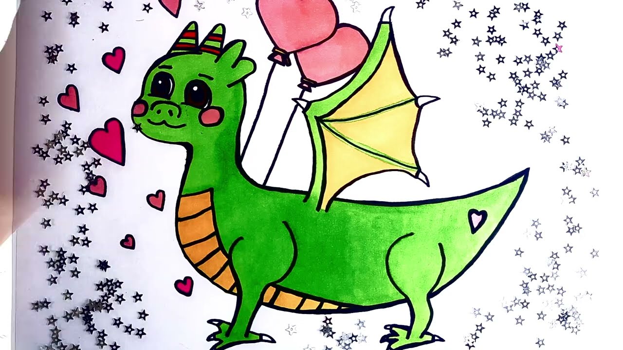 💚🐉💘✨ How to Draw a Green Valentine Dragon • Magical Kawaii Aesthetic 🎨🔥